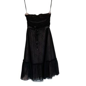 BCBGMaxazria Womens Strapless Black Lace Midi Dress Size M Special Event‎ Girly